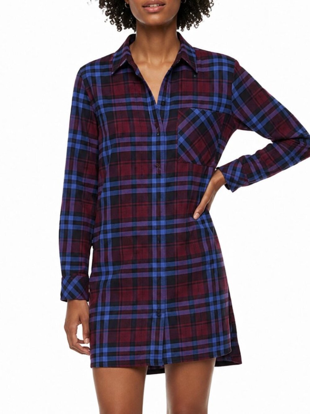 Aritzia "Golden by TNA" Plaid Cotton Flannel Shirt Dress